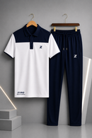 Men's 2Pcs Dry Fit Polo Shirt with Trouser | Modern Style Impress To Everyone (White)